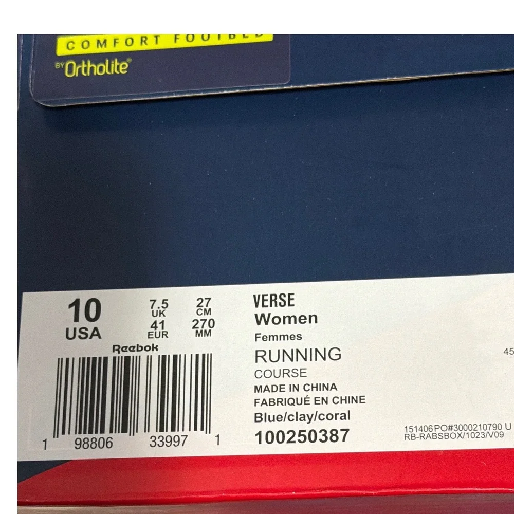 Reebok Verse Women Running Shoes Blue Clay Coral 100250387 Size 10 NEW